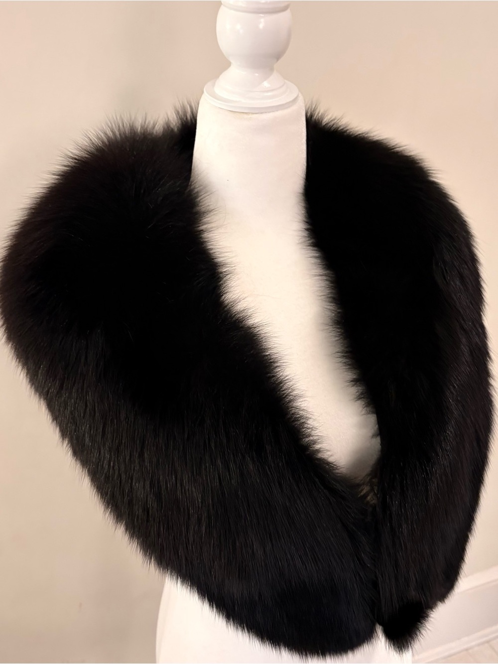 Luxury Black Fox Fur Wrap Collar — 48 inches long